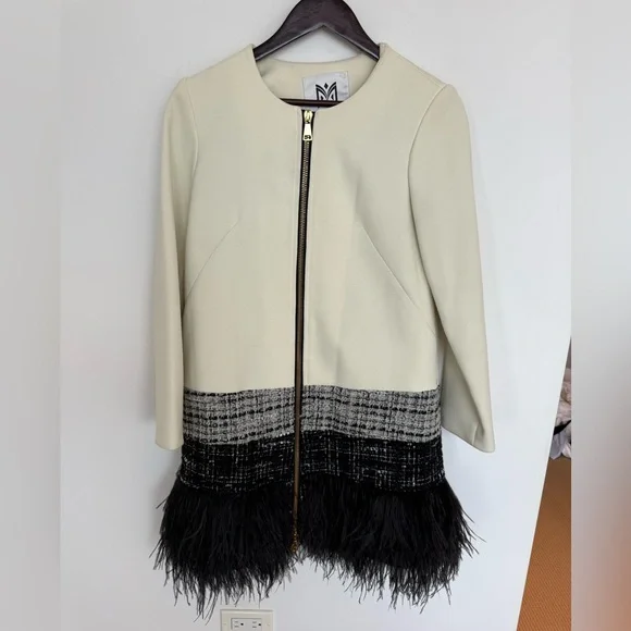 Milly Feather Trimmed Coat size 6 - Picture 2 of 7